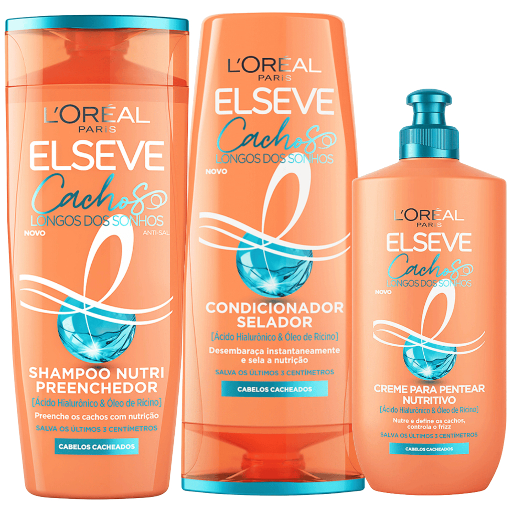 Kit Shampoo + Condicionador 400ml+ Creme Para Pentear Cachos Longo Dos ...