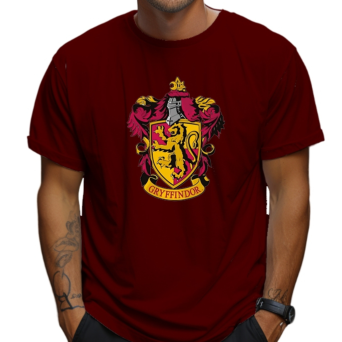 Camiseta Grifinória Harry Potter Camisa Brasão Hogwarts Casa Emblema ...