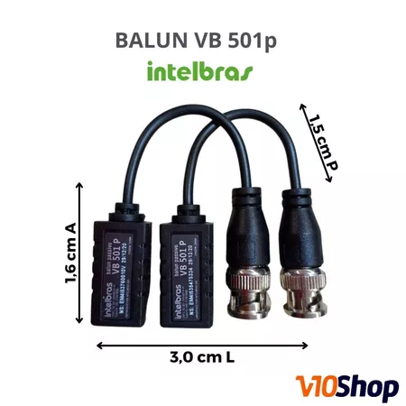 10 Conversor Transformador Balun Passivo Video Intelbras Vb 501 P Camera Analógica HD Full HD e 4K