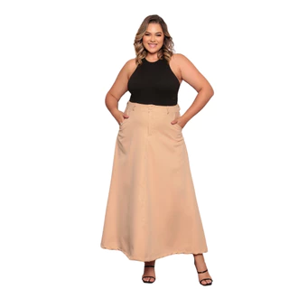 Saia Longa Feminina Plus Size Elegante Alfaiataria Evangélica