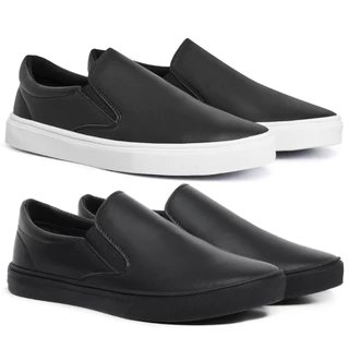 Kit 2 Pares Tênis Sapatênis Slip On Casual Iate Masculino Feminino Calce Fácil Leve Confortável