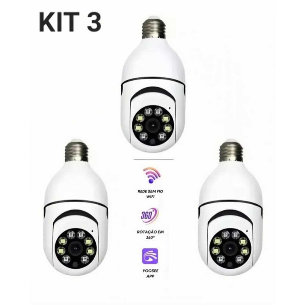 Kit Câmeras de segurança a Prova D'água sem fio gira 360 com app Yousee full HD visão noturna