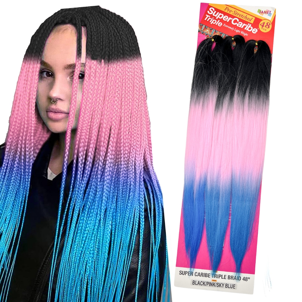 Jumbo Super Caribe Triple 3x Para Tranças Box Braid Fio a Fio Crochet ...