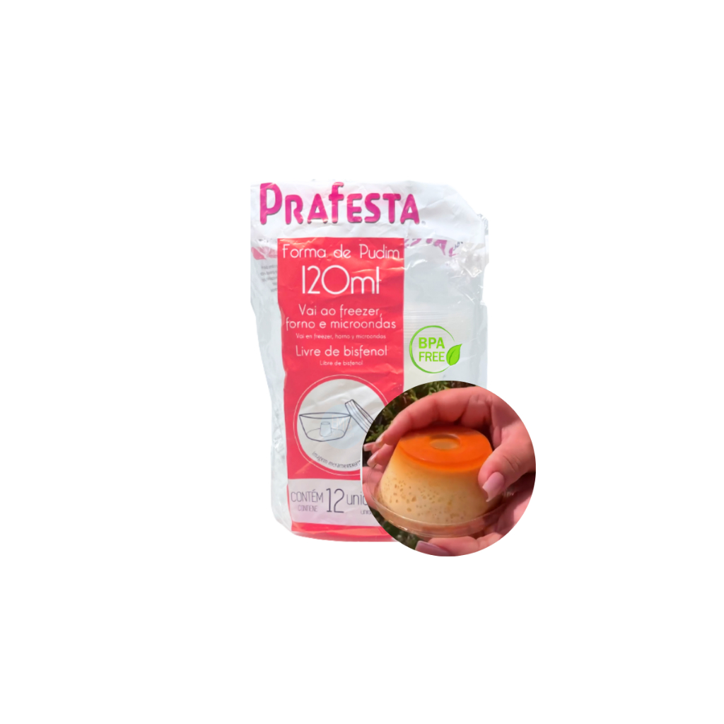 Forminha de Plastico Para Pudim Com Tampa Descartavel 120ml 144u