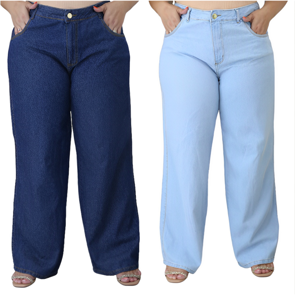 kit 2 calça wide leg! PLUS SIZE PANTALONA 46 ao 56