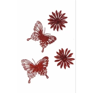 Enfeite Natal Flores e Borboletas 7x8cm Wincy