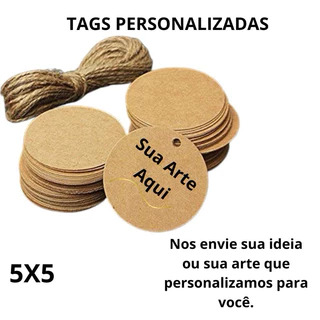 TAG personalizada 5X5cm - PERSONALIZADA EM PAPEL KRAFT ENVIO IMEDIATO