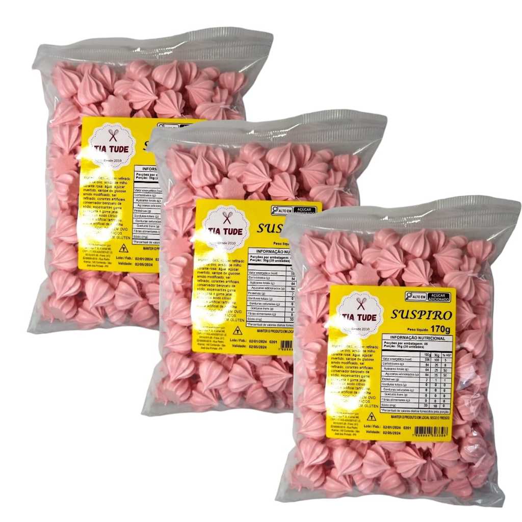 600 Mini Suspiros Premium 3x170g Rosa | Shopee Brasil