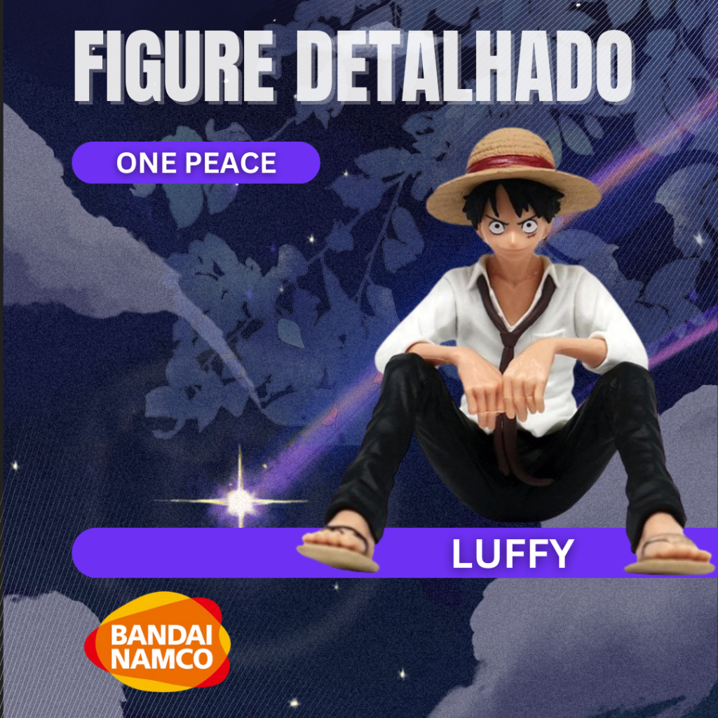 One peace luffy sentado colecionável detalhado 12cm PVC