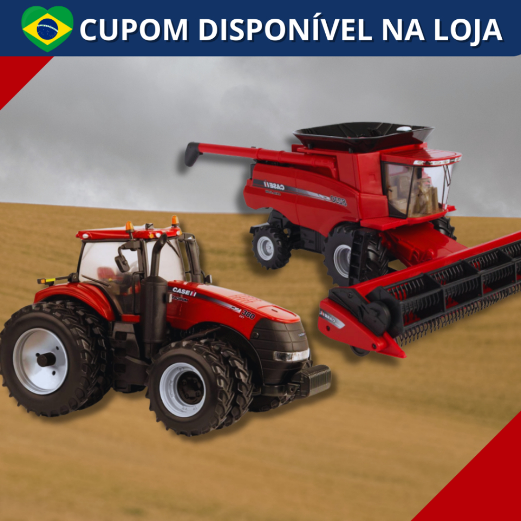 Trator Magnum 340 e Colheitadeira Case de Brinquedo Miniatura Infantil ...