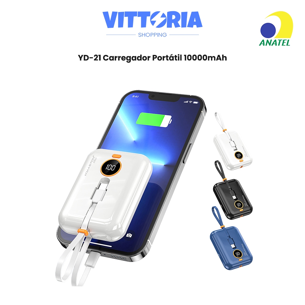 Carregador Portátil YD-21 10000mAh Power Bank Bateria Portatil