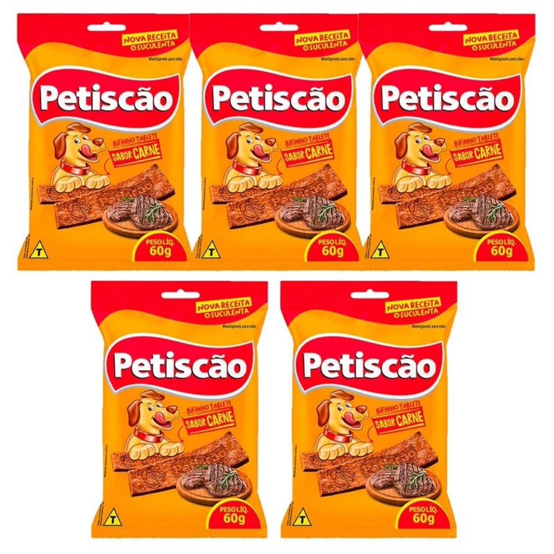 KIT 10 Bifinhos Petiscão tablete Carne 60g em Oferta na Shopee
