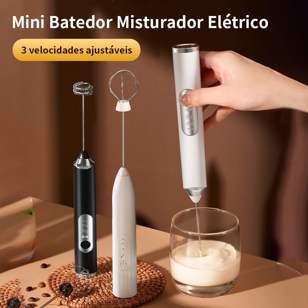 Mini Batedor Misturador Mixer Elétrico para Bebidas Leite Café Clara de Ovos 2 EM 1 Utensílios de Cozinha