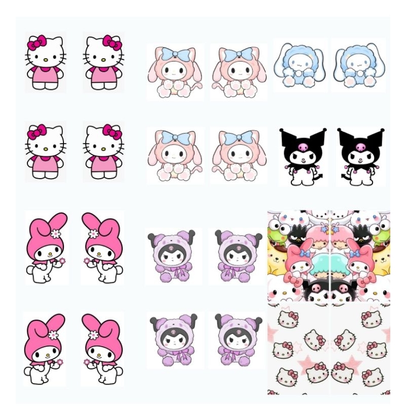 Cartelão com 24 peliculas de unhas turma da hello kit (12pares ...