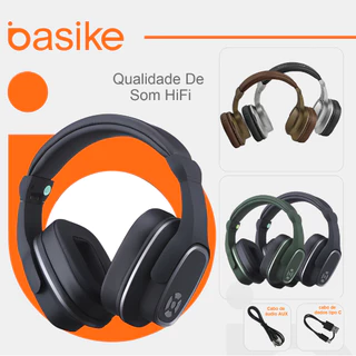 Basike Fone de Ouvido Sem Fio Bluetooth Alto Falante Headphone Viva Voz Potente Grave 100% original Cartão de memória