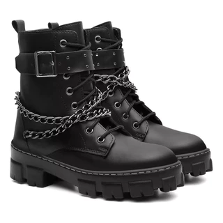 Bota unissex Coturno Tratorada Rock Corrente Cano Medio