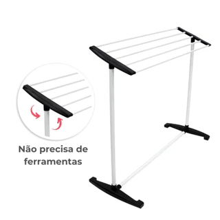 Varal De Chão Seca Roupa Apartamento Casa Portátil Multiuso Desmontável Dobrável