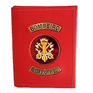 Carteira Bombeiro Civil - Vermelha Couro