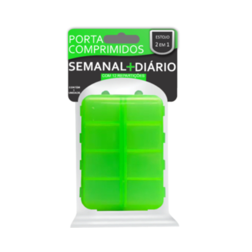 Porta comprimidos 2 em 1 3B com 12 repartições Verde