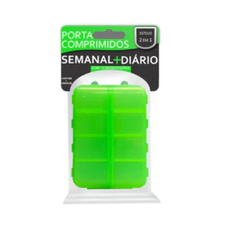 Porta comprimidos 2 em 1 3B com 12 repartições Verde