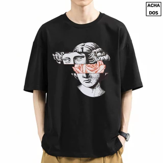 Camiseta Oversized Estampa Retrô Unissex Cor Preta, Branca e Malha Algodão