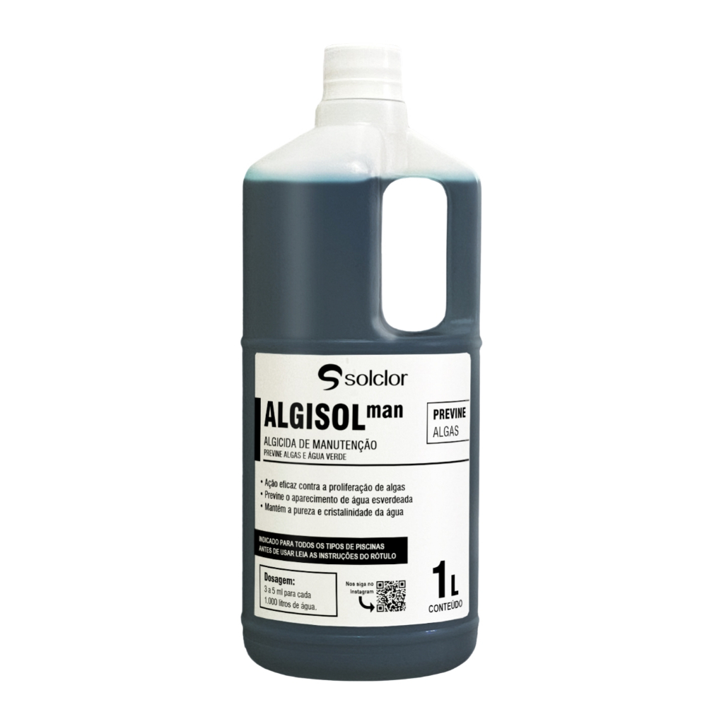 Algicida de Manutenção Previne Algas e Água Verde Algisol Man 1 Litro