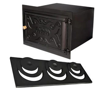 Forno Frente de ferro e Fundo de Aço Carbono - TAM. 50x40x33 + Chapa Especial 3F C/ Redução 70x32x28