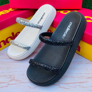 Sandália Papete Feminina Moleca Brilho Glitter Confortável Moda Verão Estilo Casual Leve Dia a Dia em Oferta na Shopee