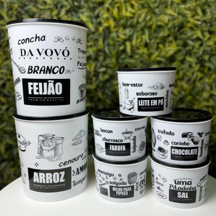 Kit Conjunto 7 Peças Pote Mantimento 4L e 1L