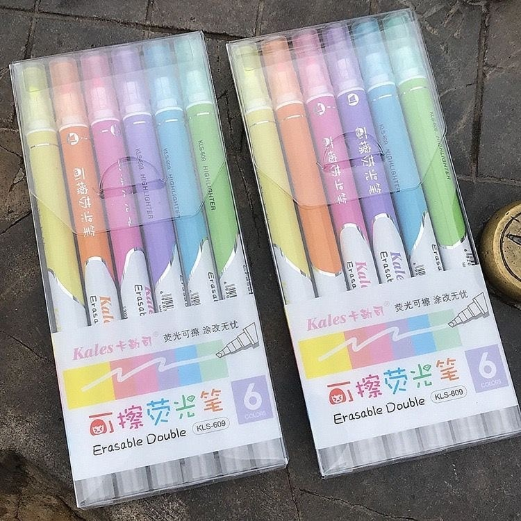 Kit 1 /2 pacote Apagável 6 Cores Canetas Marca Texto Serio Modelo ...