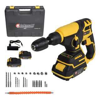 Furadeira Industrial de Alto Impacto a Bateria 25v e Maleta 27 Peças Completa