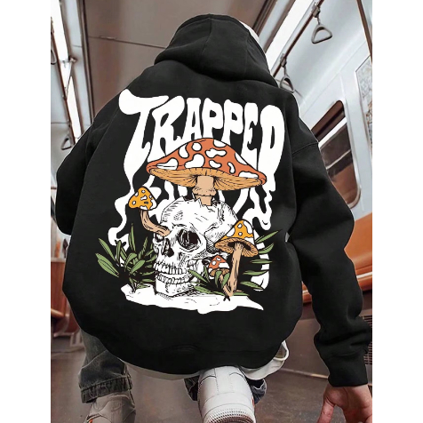 Moletom Blusa Costas Trapped Caveira Cabeça Cogumelo Streetwear