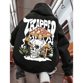 Moletom Blusa Costas Trapped Caveira Cabeça Cogumelo Streetwear