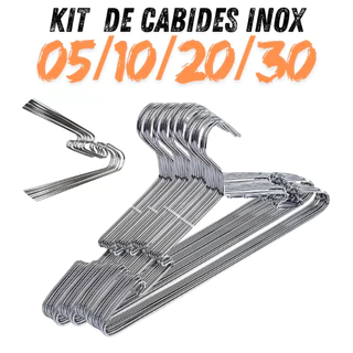 Kit Com 05/10/20/30 Conjunto De Cabides Organizador De Roupas Acessorios Resistente Inox