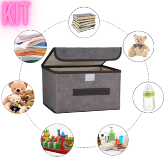 Kit 2 Caixa Organizadora de Guarda-Roupa Livros Brinquedos Cesto Multiuso