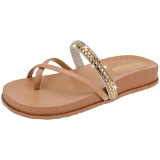 Sandália Feminina Papete Birken Flatform Rasteira Shekinah Brilho Strass Lançamento Moda