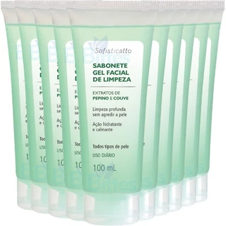 KIT 10 Sabonete Gel Facial D Limpeza Sofisticatto Cosméticos Pepino