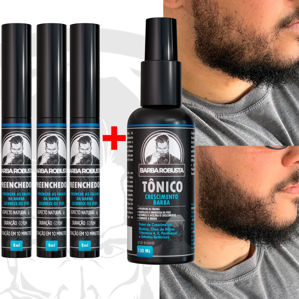 Preenchedor de barba robusta tônico para crescer barba | Shopee Brasil