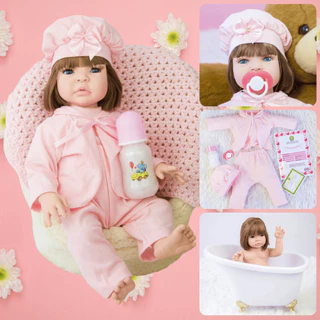 Boneca Bebê Reborn Realista De Pijama Original Em Silicone Menina Pode Dar Banho Envio Imediato