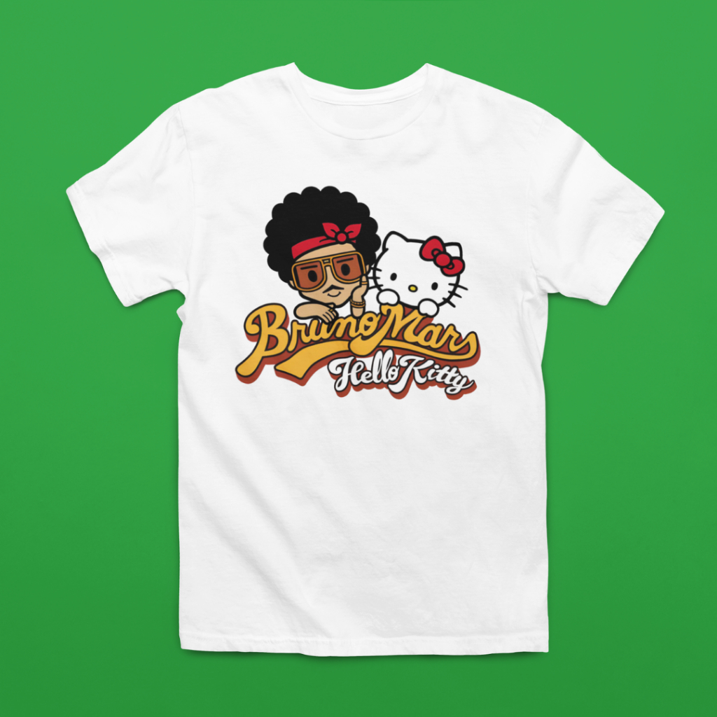 Camiseta Unissex Algodão Poliéster Branca Preta Bruno Mars Hello