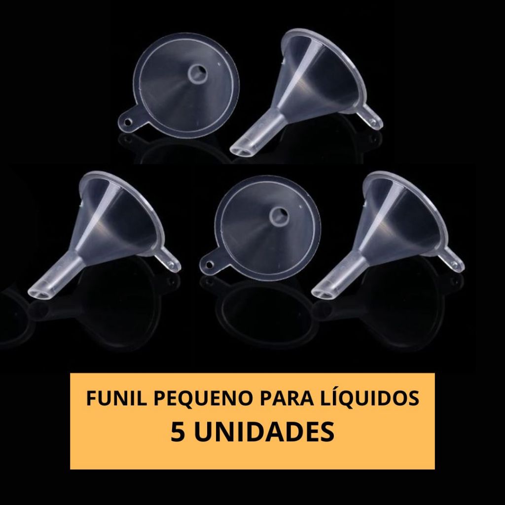 Mini Funil de Plástico Transparente para Líquidos, Colas e Óleos - 5 ...