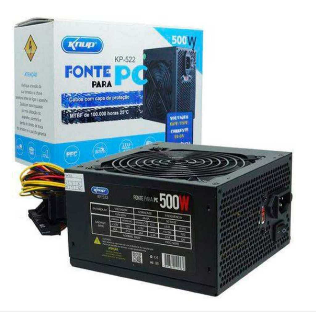 Fonte 500W REAIS para PC KNUP KP-522 110v/220v