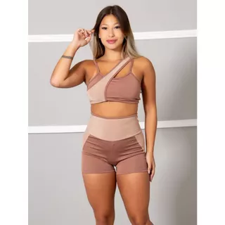Conjunto Fitness Detalhe Em Tule (bermuda+top) Academia 11172/11174