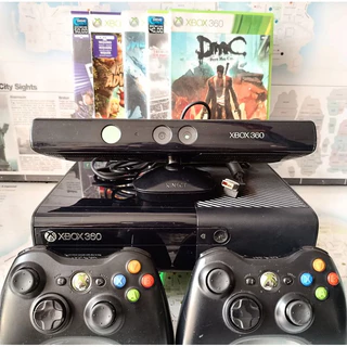 Xbox 360 super slim + 2 controles + kinect + 2 jogos
