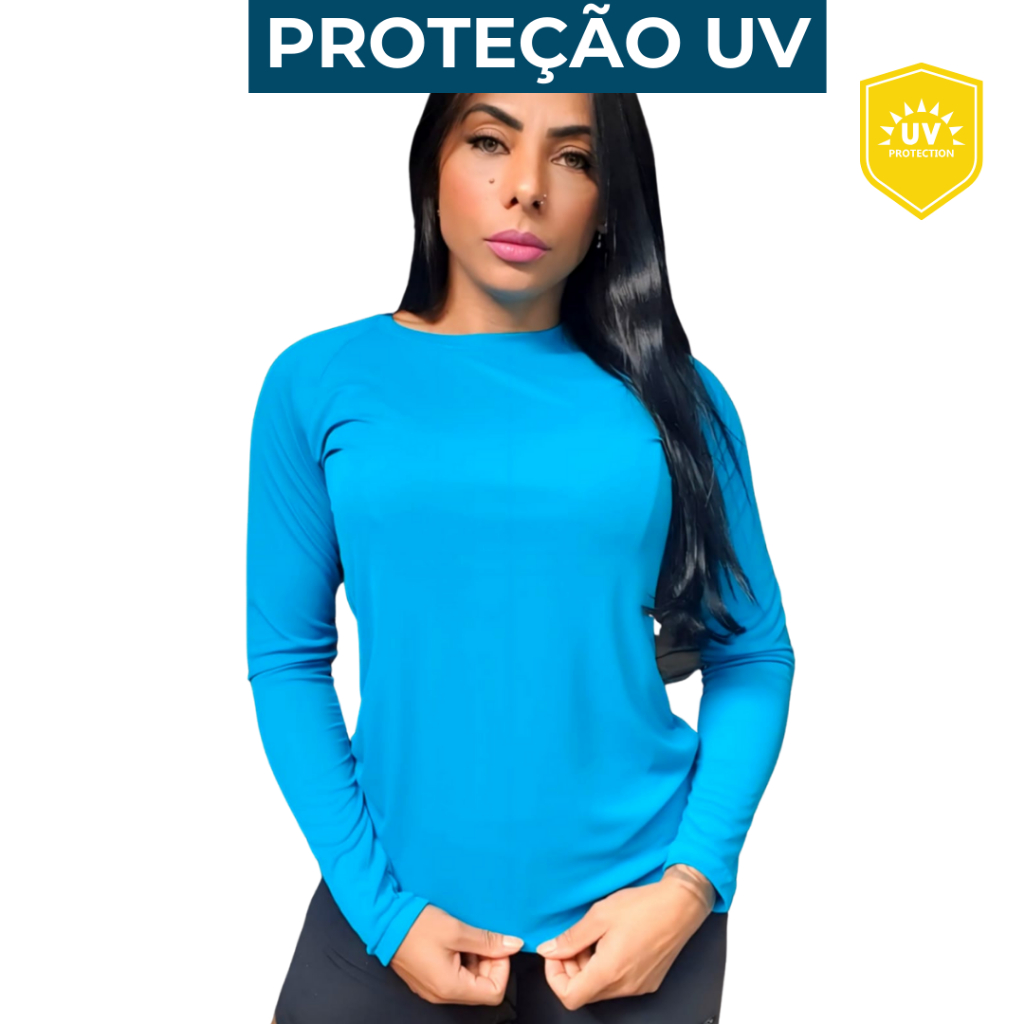 Blusa Feminina de Proteção UV Manga Longa Termica | Shopee Brasil