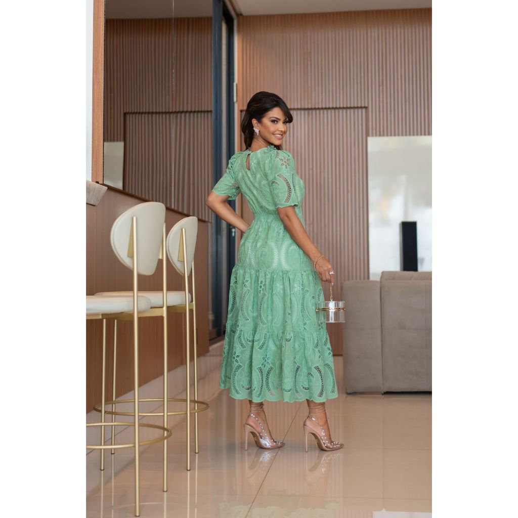 Vestido Simone Renda 100% Algodão | Shopee Brasil