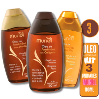 Kit 3 Óleo de Amêndoas Muriel 100ml ( Colágeno / Baunilha / Avelã)