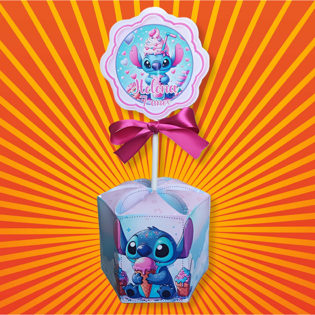 20 unidades Enfeite Centro de Mesa Stitch Fofo Personalizado Fazemos qualquer tema Festa Aniversário Chá