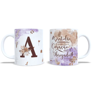Caneca Branca Personalizada/ Xícara de Porcelana de 325ml Presente / Alfabeto Outono