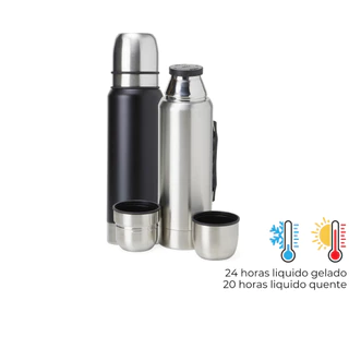 Garrafa Térmica 1 Litro tampa dupla alça duas tampas utilizáveis copo bebida quente gelada com gelo